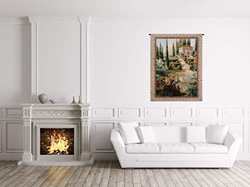 Tuscany Estate | Woven Tapestry Wall Art Hanging | Italian Villa Country Garden | 100% Cotton USA Size 53x42 - Image 3