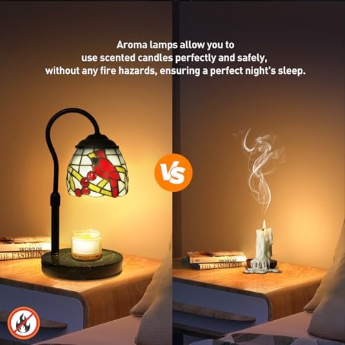 Cardinal Tiffany Candle Warmer Lamp, Adjustable Height Marble - Image 4