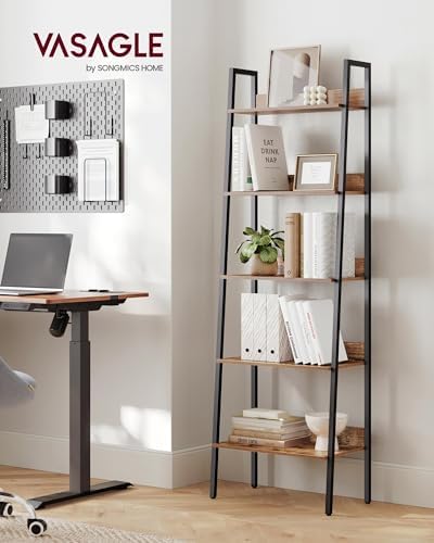 VASAGLE Bookshelf, 5-Tier Narrow Bookcase, Ladder Shelf - Image 2