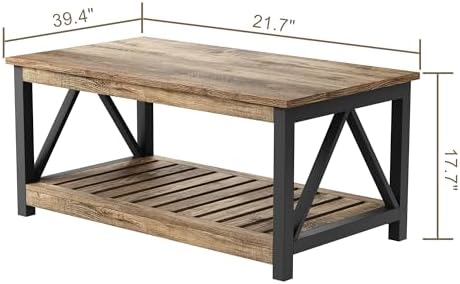 ChooChoo 40" Farmhouse Coffee Table with A-Frame Design for Living Room - Image 3