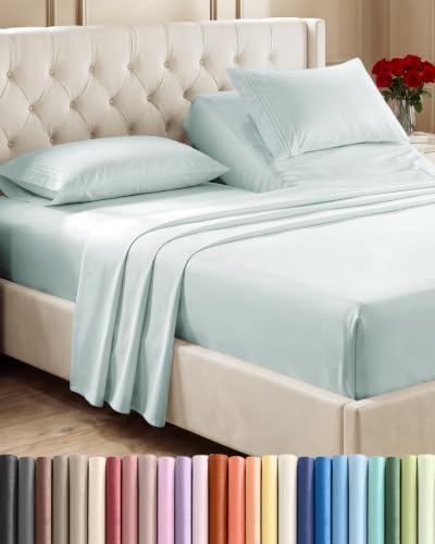 Flex Top Split Head King 4 Piece Sheet Set - Soft & Breathable - Ice Blue by CGKUnlimited