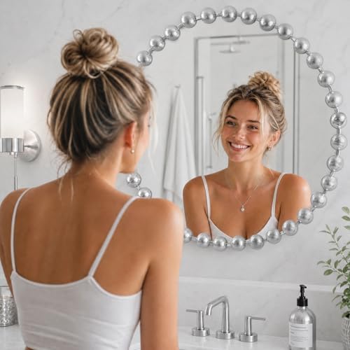 Madison Park Round Mirror, Metal Frame Circle Mirror 36 inch, Wall Art Decor Mounted Hanging for Entryway, Bathroom, hallway, Living Room, Vanity, Marlowe, Silver - Image 5