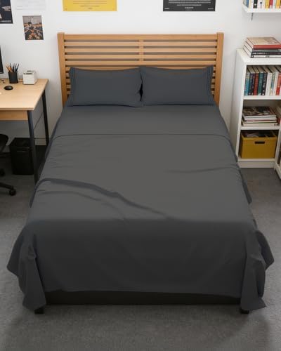 Full XL Sheets - 4 Piece Full XL Sheet Set - Cool & Breathable - Charcoal by CGKUnlimited
