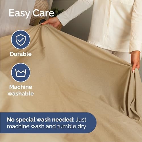 Split King Size 5 Piece Sheet Set - Breathable & Cooling - Heathered Tan - Image 6