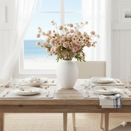 SilkSerenade Ella White Matte Flower Vase for Bedroom Kitchen Living Room Table, Contemporary Farmhouse Decorative Arlo Flowers Iron Vases, Rustic Tall Earthy Wabi Sabi Modern Centerpieces Home Decor - Image 5