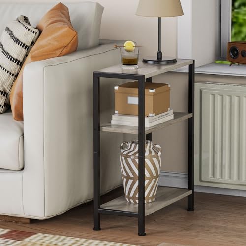 3-Tier Side Table, Small EndTable, Sofa SideTable for Narrow Spaces, Slim EndTable, NightstandTable, Skinny Bedside Table, for Living Room, Bedroom, Office, Greige - Image 2