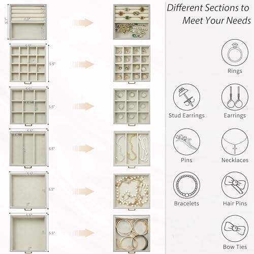 AKOZLIN 6-Tier Jewelry Box Organizer 5 Drawers Storage Grey Regular - Image 3