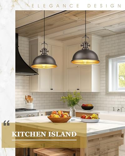 Oil Rubbed Bronze Pendant Light Kitchen Island, 11.5" Metal Shade - Image 6