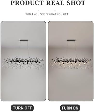 Modern Tree Branch Chandelier for Dining Room, 16 Lights Rectangular 59" Crystal Black Chandeliers for Kitchen Island Dining Room Living Room - Image 4