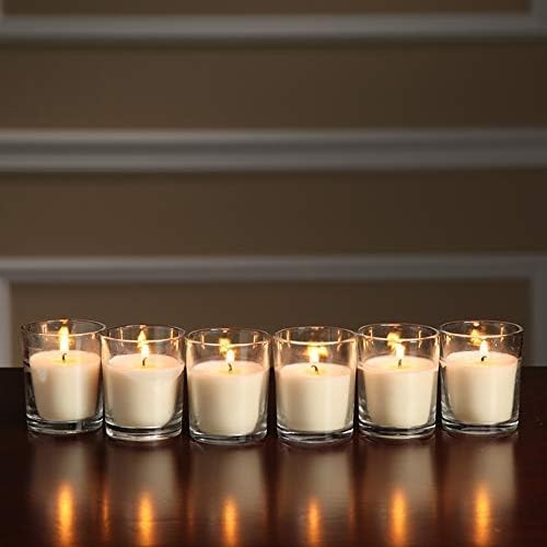 YOROXRG 48 Pack White Unscented Clear Glass Filled Votive Candles. Hand Poured Wax Candle Ideal Gifts for Home Décor Parties Weddings Holidays and Meditation (White) - Image 5