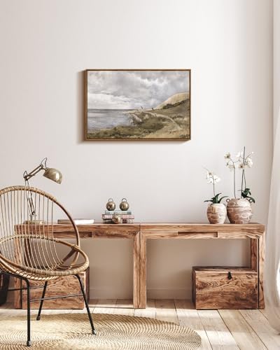InSimSea Framed Canvas Wall Art, Large Coastal Painting, Vintage Decor for Living Room & Bedroom, 20"x30" - Image 2