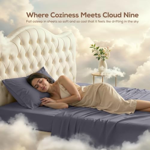 Twin XL Sheets Set, 3 Pieces 16" Deep Pocket Hotel Luxury Bed Sheets, Grey - Image 4