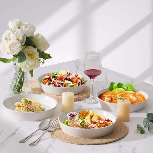 LIANYU 34oz Pasta Bowls, Ceramic Dinner Plate Bowls Set of 4 - Image 5