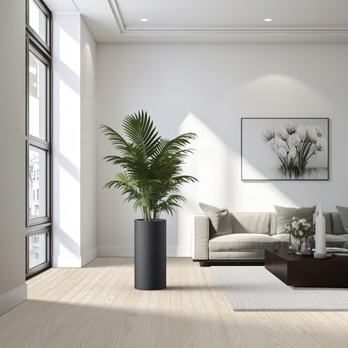 Kante Accent Round Column Black Concrete Planter 23.6" Tall, Outdoor - Image 3