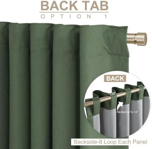 Linen Textured Total Blackout Curtains for Bedroom 96 Inches Long, Loden - Image 3