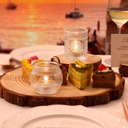 DARJEN 24Pcs Clear Votive Candle Holders - Glass Tea Light Candle Holder, Candle Holders Bulk, Embossed Candle Votives for Wedding Centerpiece & Home Decor - Image 4