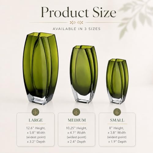Glass - Vase - Green - 10" -Height - Precision - Made in Europe - by Barski - Image 6