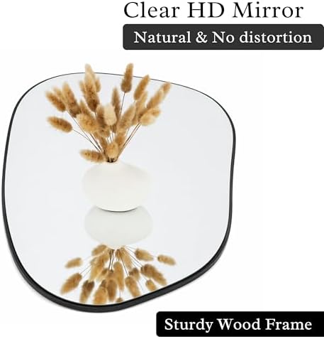 PERFNIQUE Irregular Wall Mirror Asymmetrical Mirror, 16''x12'' Small Black Mirror for Bathroom Bedroom Living Room Entryway, Decorative Modern Wall Decor, Wall Mounted (Black, 16''x12'') - Image 3