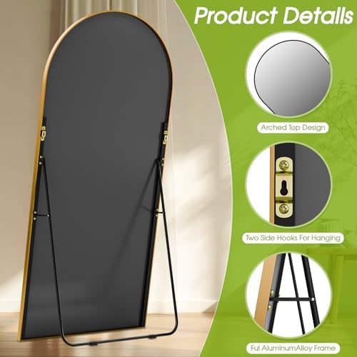 76"x34" Floor Mirror Full Length, Arched Full Length Mirror with Stand, Large Full Body Mirrors for Bedroom Living Room or Cloakroom Gold - Image 5