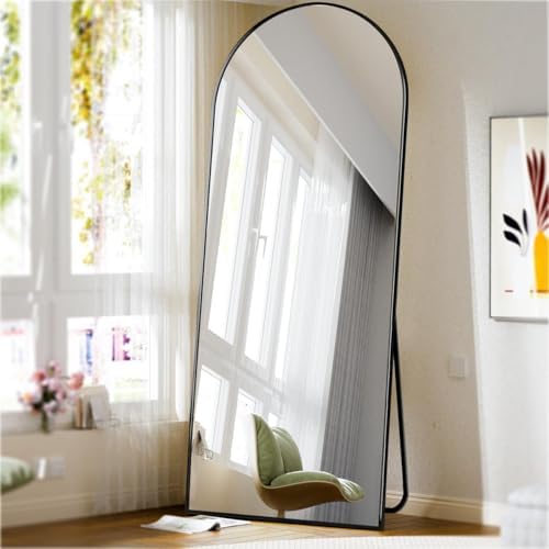 BEAUTYPEAK 71" x 26" Arch Full-Length Mirror with Stand, Black - Image 6