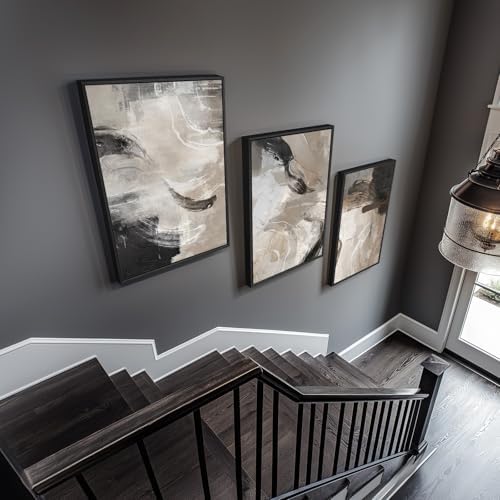 Large Framed Neutral Modern Abstract Wall Art for Living Room, 24x36 In - Image 2