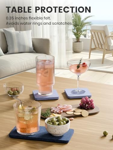 Fluxynara Felt Coasters for Drinks, Mixed Sizes, Soft Periwinkle & Blue - Image 4