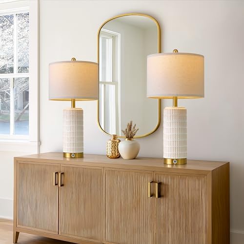 PoKat Touch Bedside Table Lamps with 2 USB for Bedroom Living Room, 25'' - Image 5