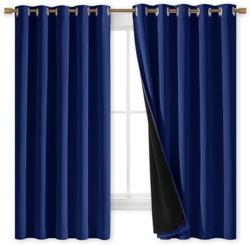 NICETOWN 100% Blackout Lined Curtains, Royal Blue, 1 Pair, 70" Width x 63" Length Each Panel, 2 Thick Layers Completely Blackout Window Treatment Thermal Insulated Drapes for Kitchen/Bedroom - Image 2