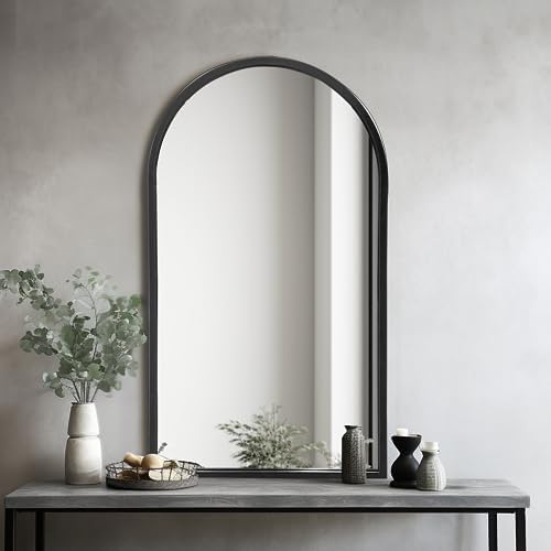 Dewfig Arched Wall Mirror, 42"x24" Bathroom Mirrors for Wall, Black - Image 4