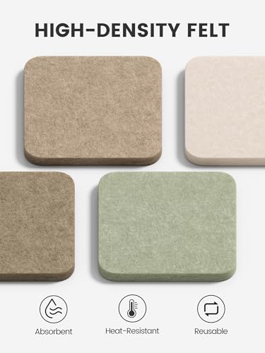 Fluxynara Felt Coasters with Holder, Set of 8 for Drinks, Linen Dusk - Image 3