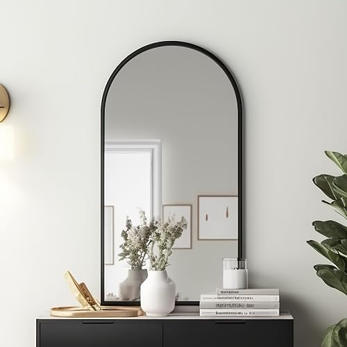 Dewfig Arched Wall Mirror, 42"x24" Bathroom Mirrors for Wall, Black - Image 3