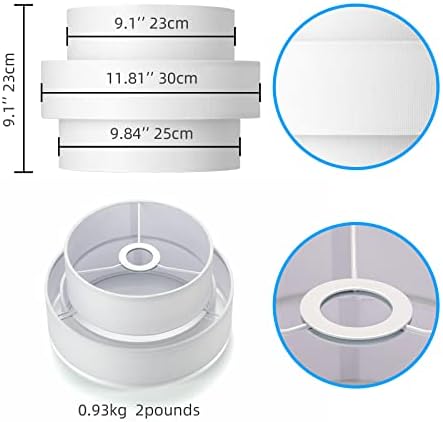 3-tier Drum Lamp Shade for Pendant Lighting Floor Lamps Replacement Shade, The Fibric Lampshade is made of TR by hand (Whtie) - Image 4