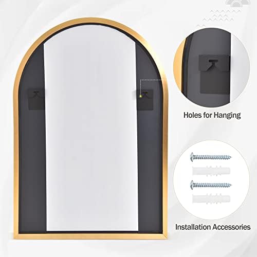 HARRITPURE Arched Bathroom Mirror 24" x 36“ Gold Modern Wall Mirror Aluminum Alloy Frame Decorative Mirrors for Bedroom Living Room Entryway - Image 7