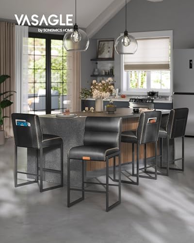 VASAGLE Bar Stools Set of 4, Counter Height Chairs with Backs, 26.4-Inch - Image 3