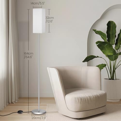 64.6" Floor Lamp, Pole with Foot Switch, Modern Standing Lamp Lamp, Minimalist Freestanding Lamp (Bulb Not Included), for Living Room, Bedroom Office ETL Listed, Silver and White SCW07LD05 - Image 6