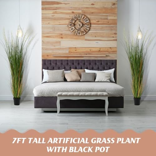 Jexine 2 Pcs 7 ft Tall Artificial Grass Plant Potted Artificial Greenery Floor Plants Faux Pampas Grass Tall in Pot for Housewarming Gift House Garden Bathroom Lobby Outdoor Decoration - Image 4
