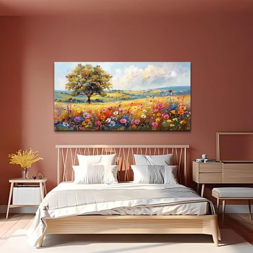 hyidecorart Large Wall Art For Living Room Canvas Wall Decor For Bedroom Office Decor Field Wall Paintings Flower Scenery Watercolour Pictures Artwork Modern Aesthetic Room Home Decorations - Image 6