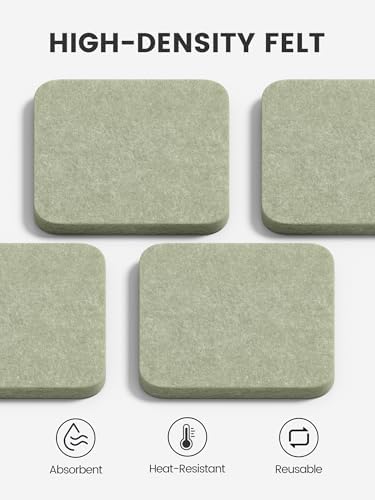 Fluxynara Felt Coasters with Holder, Set of 8 for Drinks, Sage - Image 3