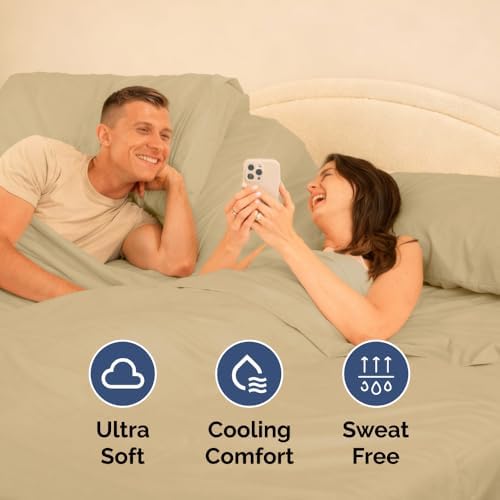 Flex Top Split Head King 4 Piece Sheet Set - Ultra-Soft, Breathable - Beige - Image 6