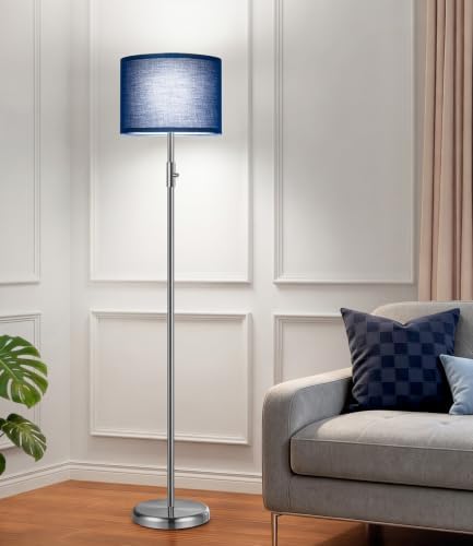Floor Lamp Simple Design with Shade, Small Tall Lamps for Living Room Bedroom Office Dining Room Kitchen-Nickel by Yemela