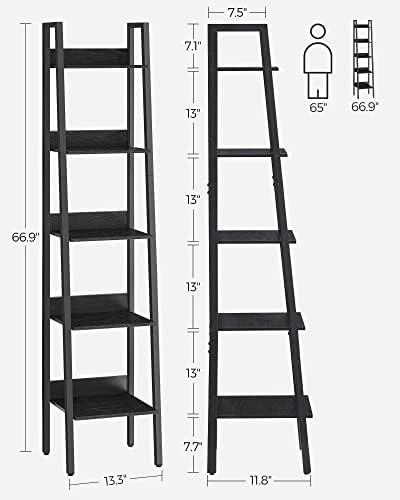 VASAGLE Bookshelf, 5-Tier Narrow Bookcase, Ladder Shelf - Image 3