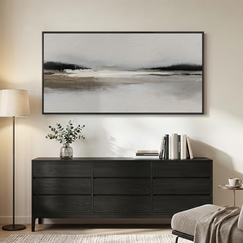 Large Framed Black and White Abstract Wall Art for Living Room, 30x60 In - Image 3