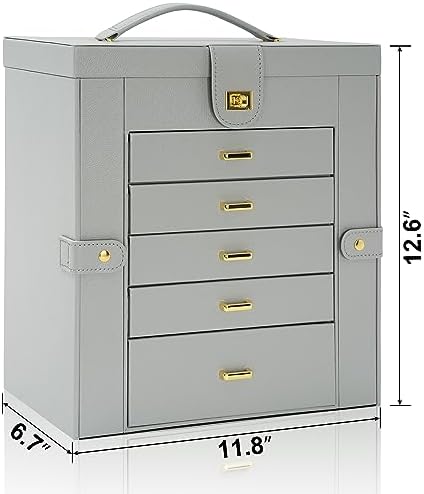 AKOZLIN 6-Tier Jewelry Box Organizer 5 Drawers Storage Extra Large Grey - Image 6