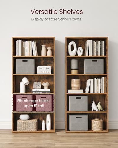 VASAGLE 5-Tier Bookshelf, Storage Organizer, 23.6 x 9.4 x 52.8 Inches - Image 5