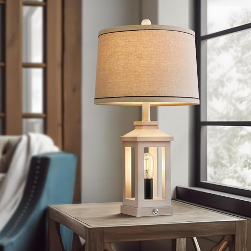 Farmhouse Table Lamps Set of 2 for Living Room 23.75" Bedroom Lamps White - Image 6