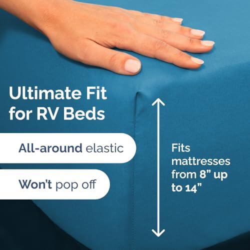 Short Queen Size 4 Piece Bed Sheet Set - RV Short Queen Sheets - Denim Blue - Image 3
