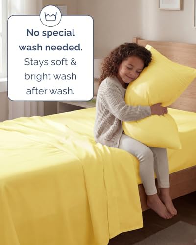 Twin Size 3 Piece Sheet Set - Comfy Breathable & Cooling Sheets - Yellow - Image 6