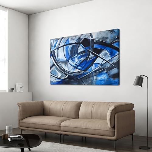 Abstract Wall Art Decor Modern Wall Art Pictures for Living Room Canvas Art Wall Decor Abstract Blue Wall Art Prints Artwork for Walls Black and White Wall Art Decorations Home Office Decor 24" X 36" by TQJYILUFAART