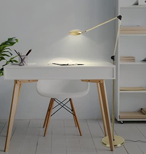 Brightech Sage 2-in-1 LED Craft Table and Floor Lamp – Adjustable Floor Reading Lamp Over Chair, for Living Room and Office – Dimmable Task Light with 3 Color Modes – 360 Degree Rotatable Head - Gold - Image 4