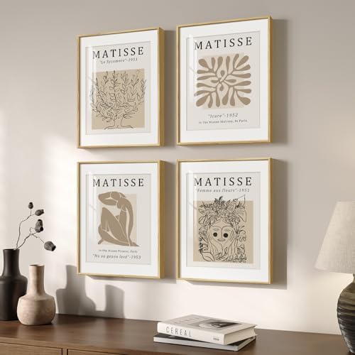 Framed Neutral Beige Matisse Abstract Wall Art for Bathroom, 12x16 Inch - Image 3